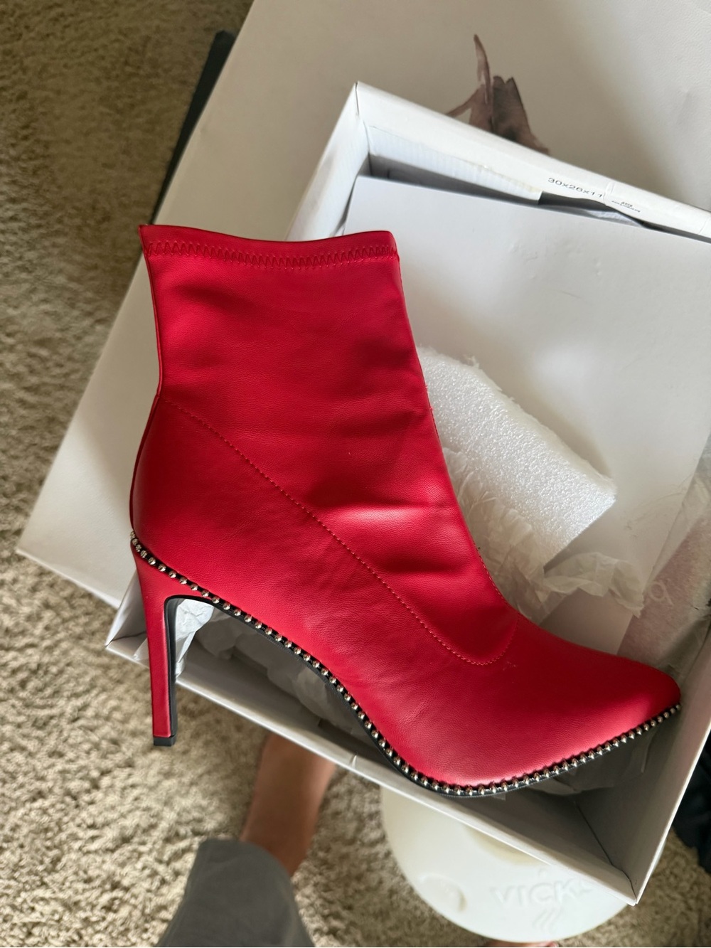 Bar III Red Pointed Toe Stiletto Ankle Booties